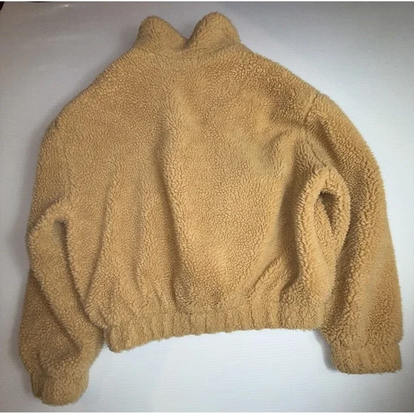 UO Urban Outfitters Cropped Teddy Jacket Fleece Deep Pile‎ Sherpa Brown M - Picture 8 of 11